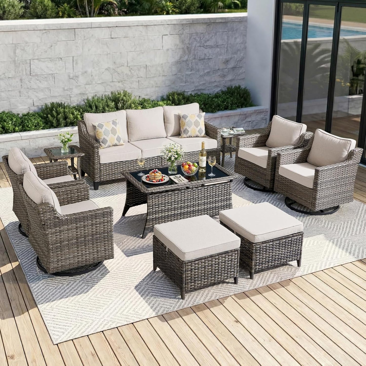 🌞 Elegant 7-Piece Outdoor Patio Sofa Set – Luxury Comfort for Your Backyard 🌿🛋️