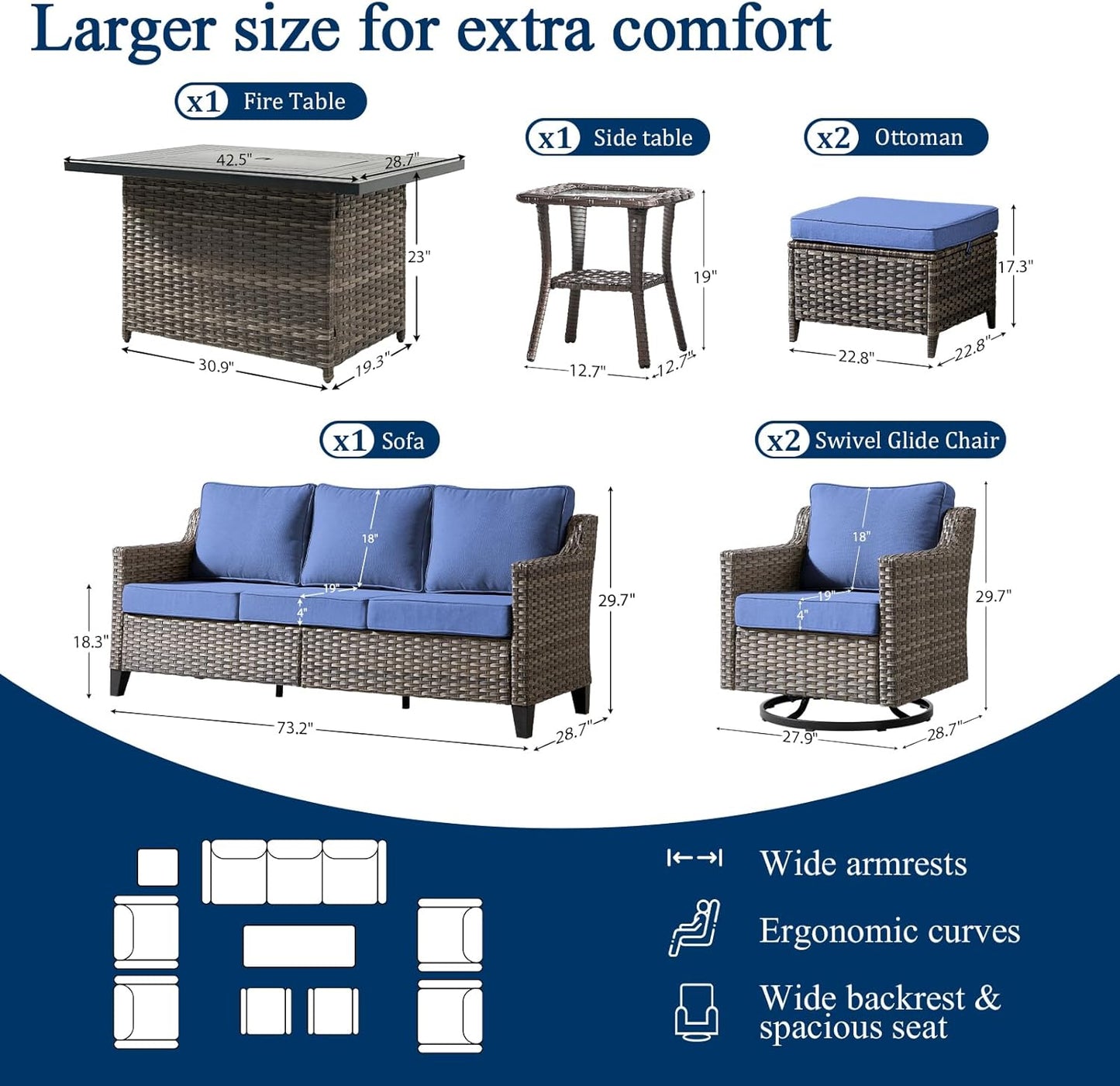 🌞 Elegant 7-Piece Outdoor Patio Sofa Set – Luxury Comfort for Your Backyard 🌿🛋️