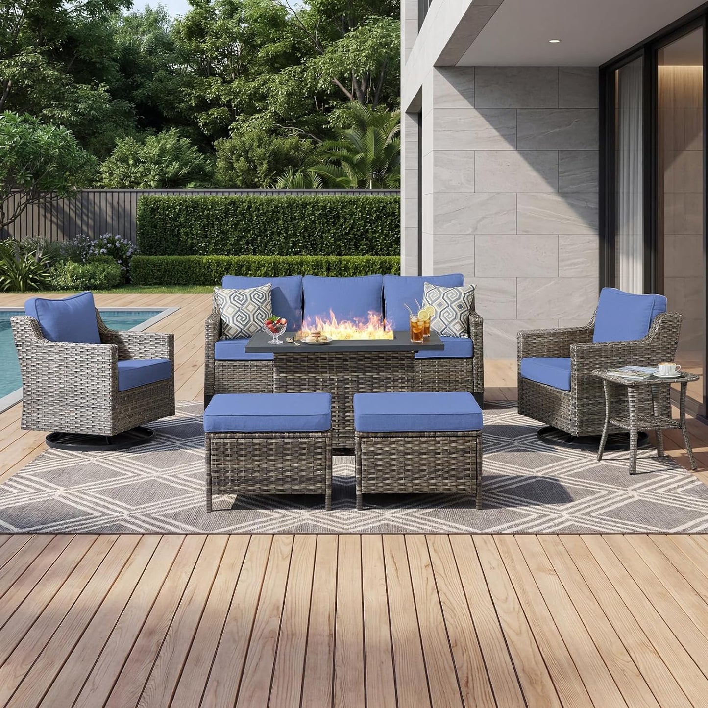 🌞 Elegant 7-Piece Outdoor Patio Sofa Set – Luxury Comfort for Your Backyard 🌿🛋️