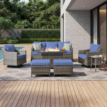 🌞 Elegant 7-Piece Outdoor Patio Sofa Set – Luxury Comfort for Your Backyard 🌿🛋️