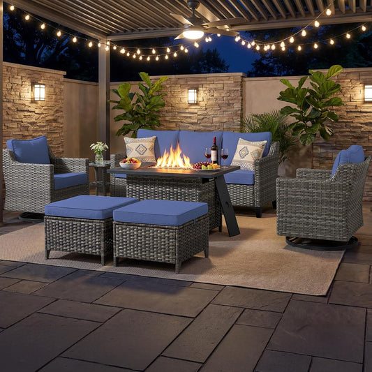 🌞 Elegant 7-Piece Outdoor Patio Sofa Set – Luxury Comfort for Your Backyard 🌿🛋️
