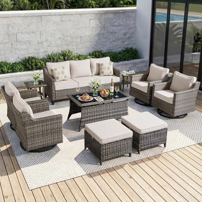 🌞 Elegant 7-Piece Outdoor Patio Sofa Set – Luxury Comfort for Your Backyard 🌿🛋️